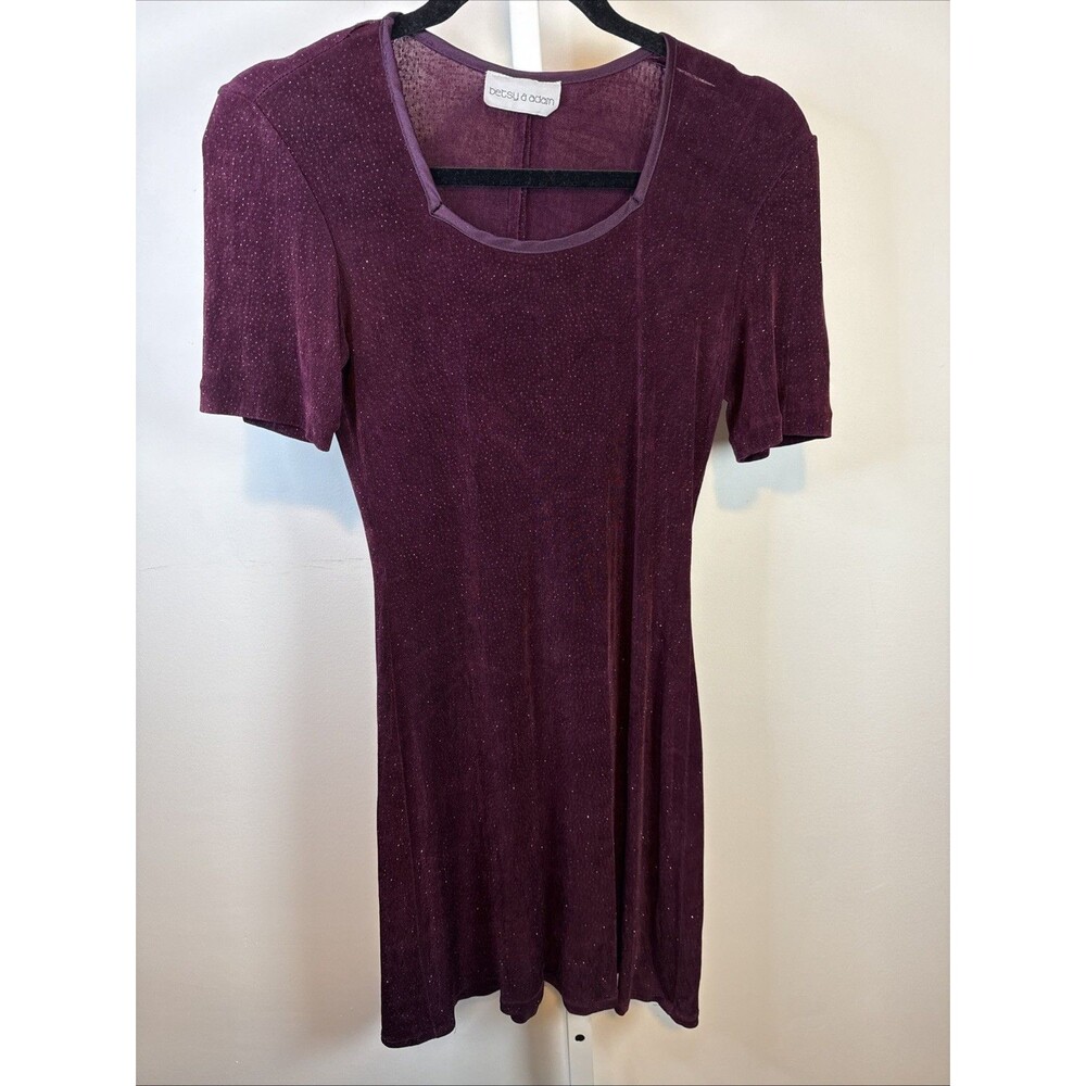 Betsy & Adam Women's Dress Size 3/4 Maroon Glitter Sparkle Whimsigoth 90s dark r
